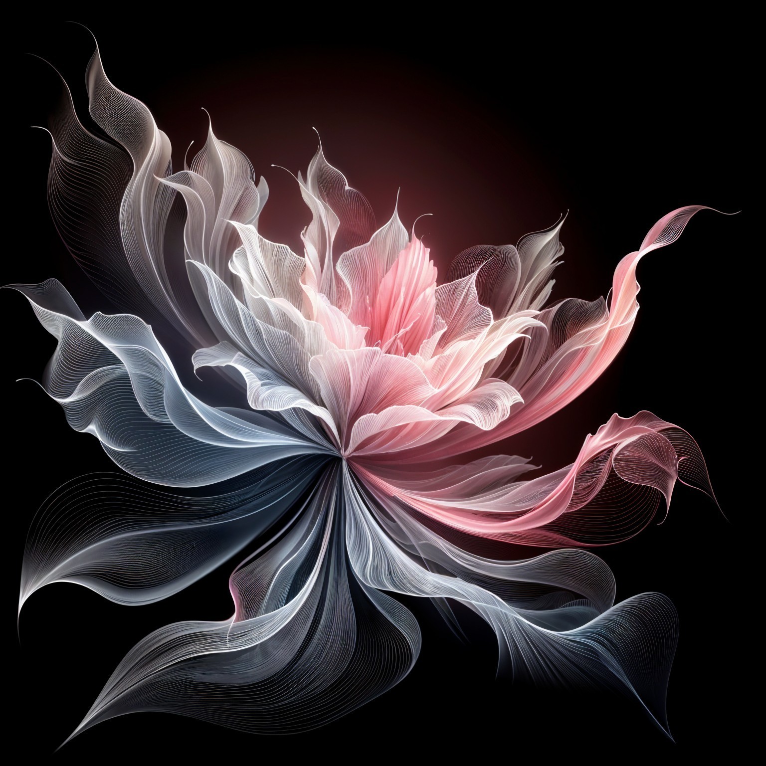 Abstract Flower Design with Soft Hues on Dark Background