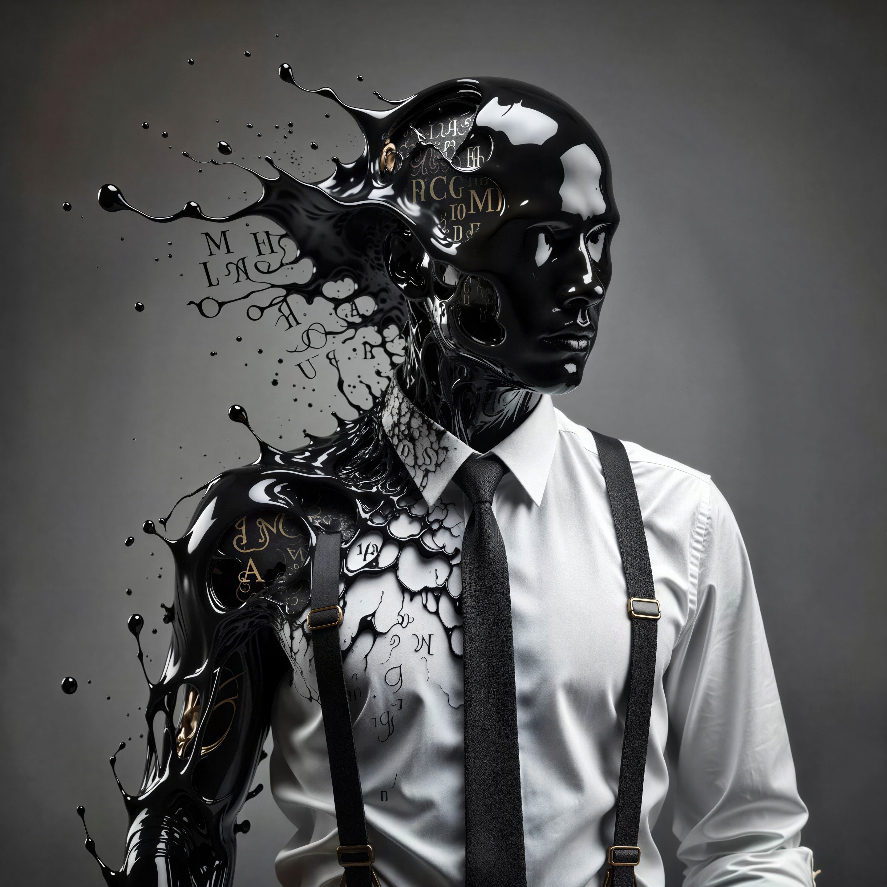 Melting Oil Texture on Man's Head and Shoulders