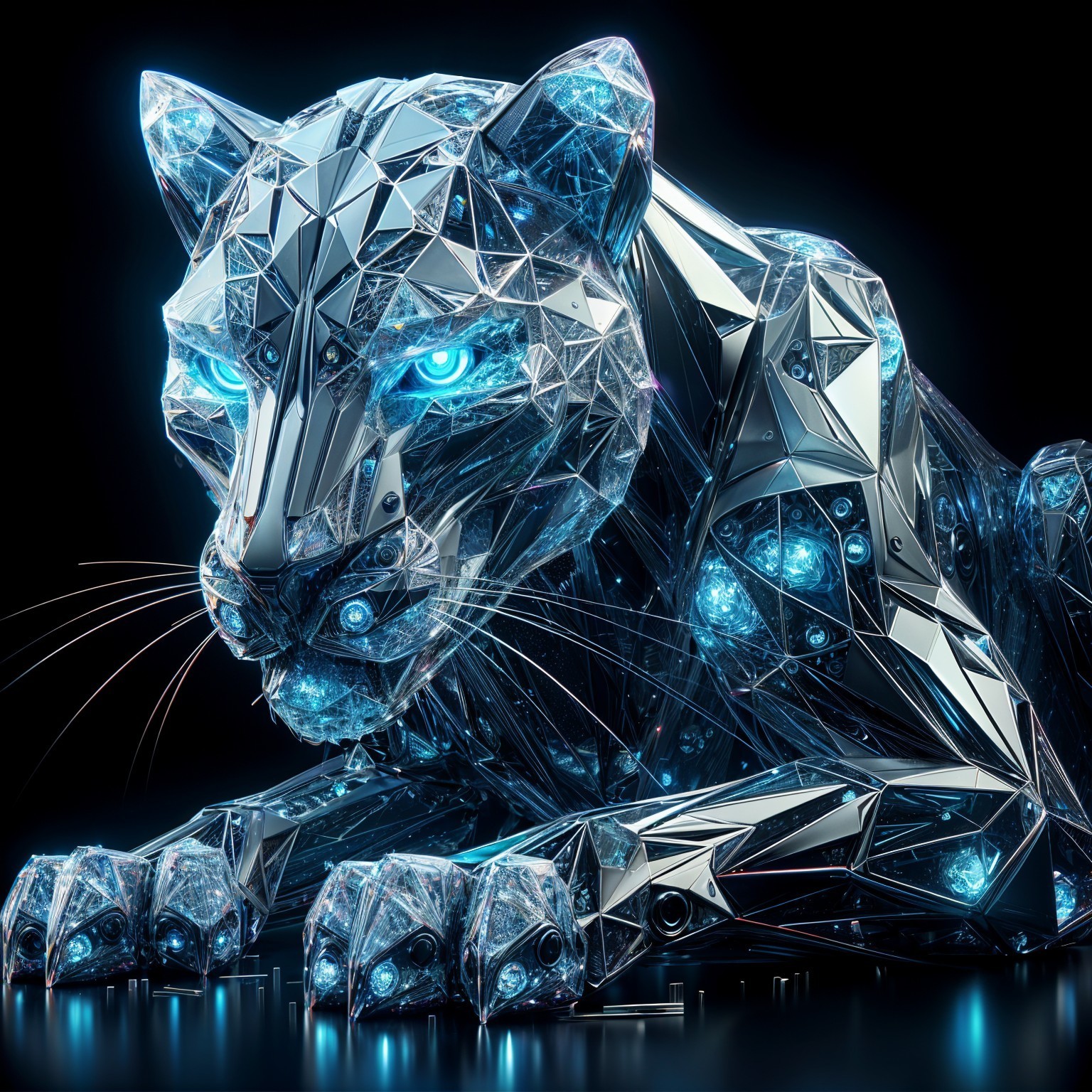 Futuristic Robotic Panther in Geometric Design