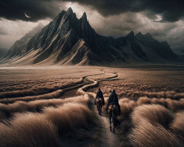 Dramatic Landscape with Mountains and Cloaked Figures