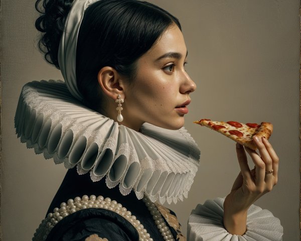 Vintage-Inspired Outfit with Modern Pizza Element