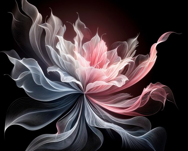 Abstract Flower Design with Soft Hues on Dark Background
