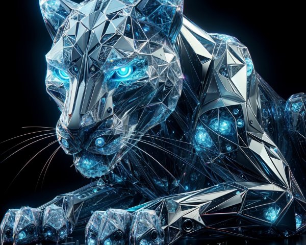 Futuristic Robotic Panther in Geometric Design