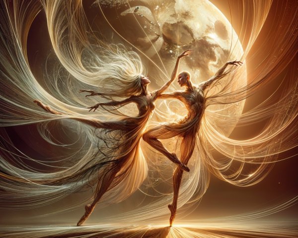 Ethereal Figures Dancing Under a Full Moon