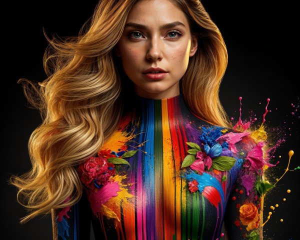 Portrait of a Woman in a Colorful Bodysuit