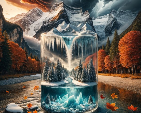 Miniature Winter Landscape in a Glass Jar