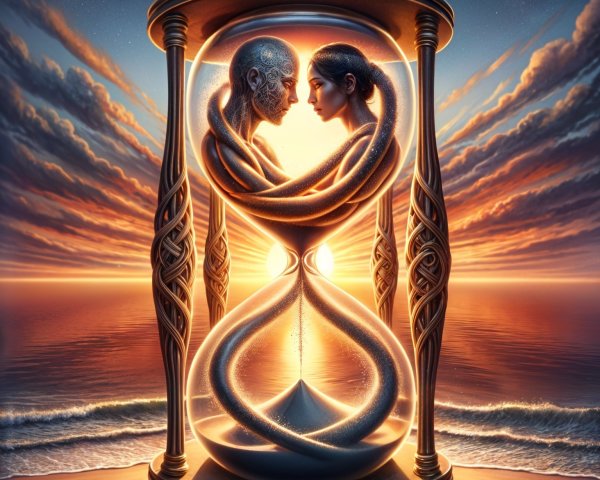Hourglass Art Depicting Love and Time's Passage