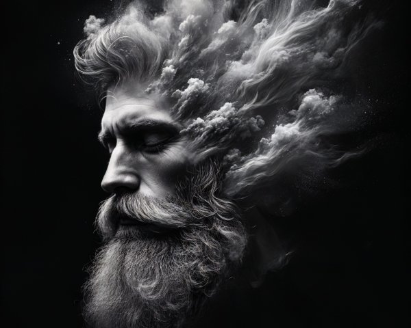 Portrait of a Man with Beard in Cloudy Background