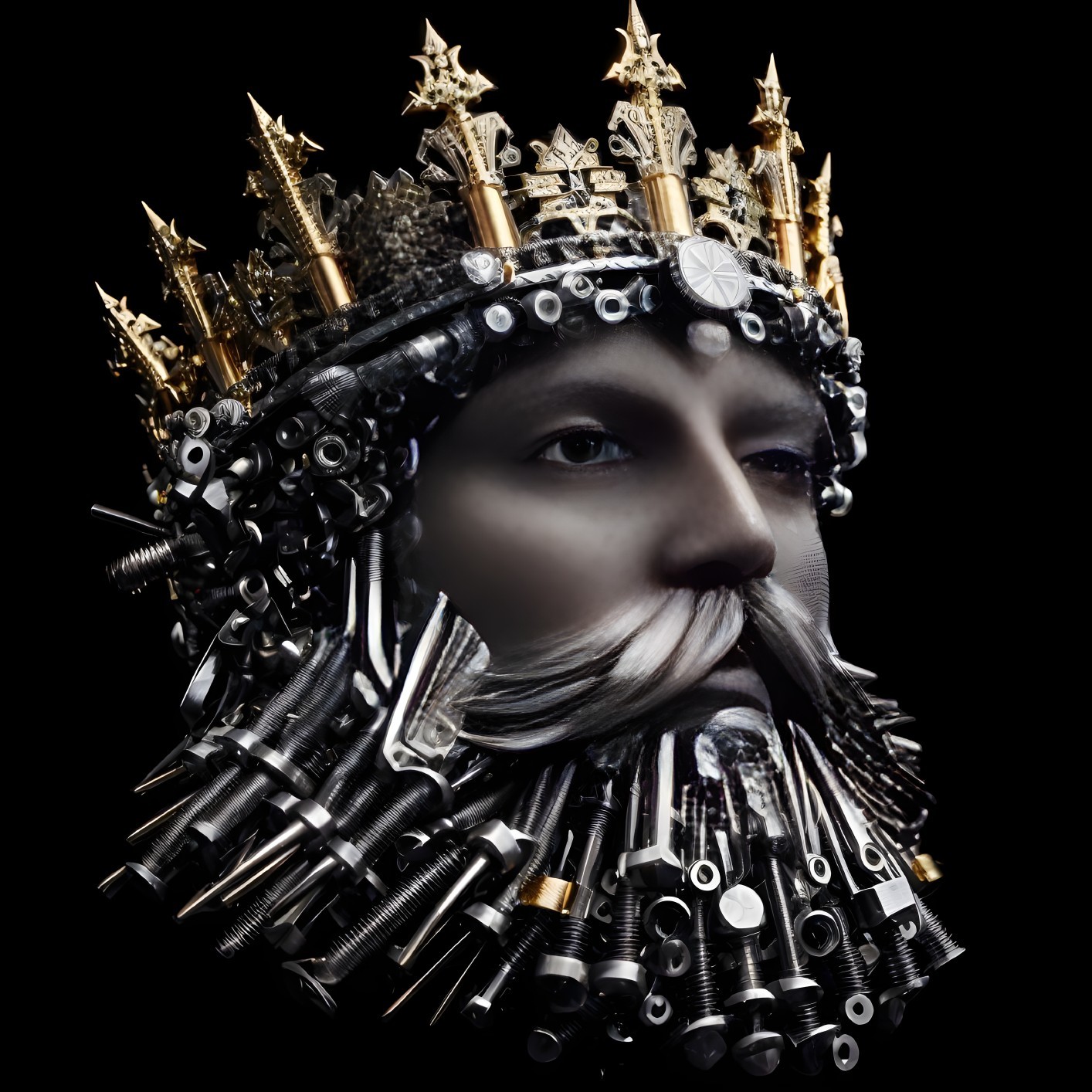 Artistic Representation of a King's Face with Mechanics