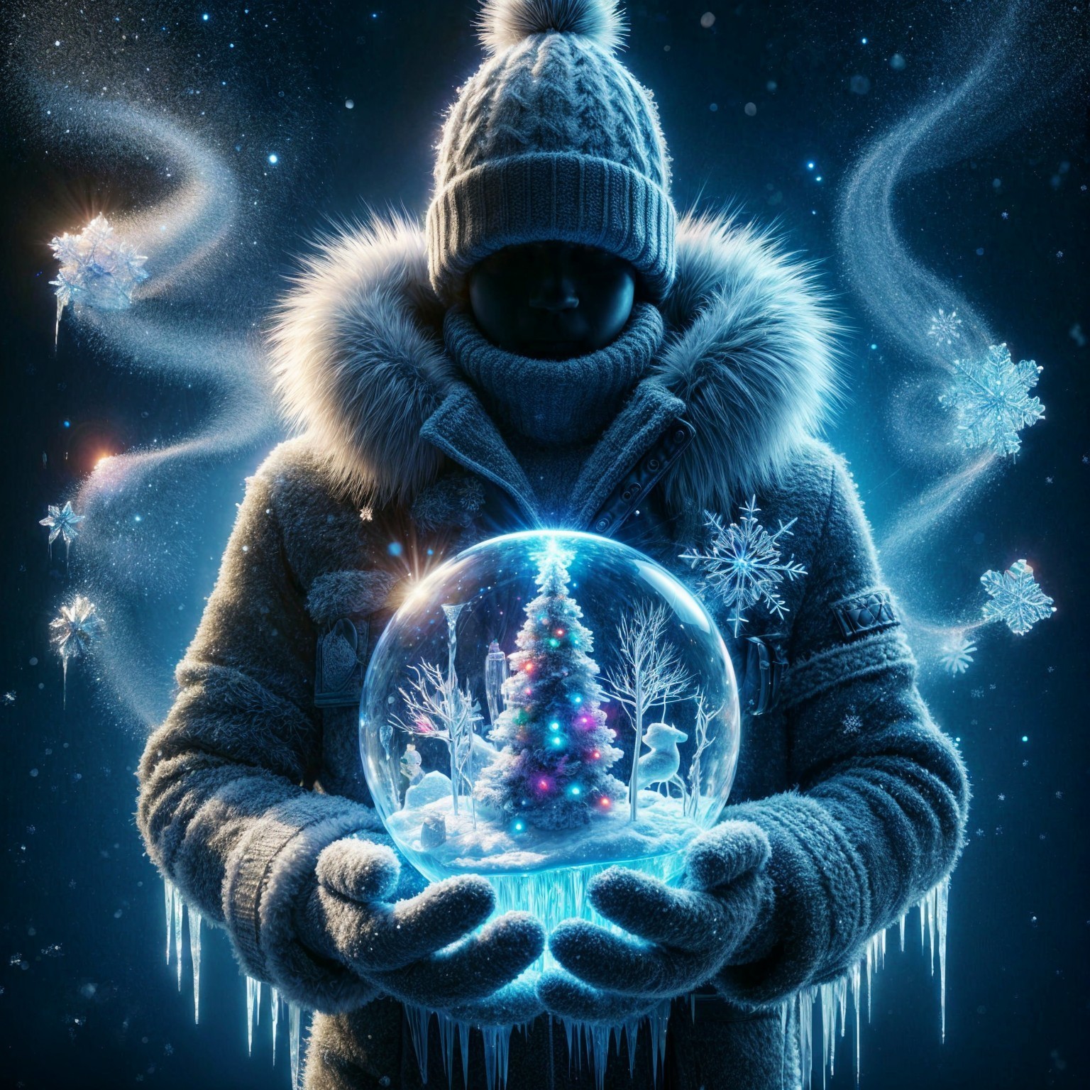 Whimsical Winter Scene in a Full-Body Artwork