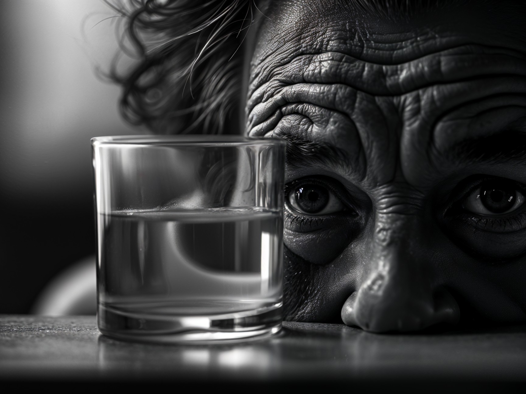 Close-up of Contemplative Face with Expressive Eyes