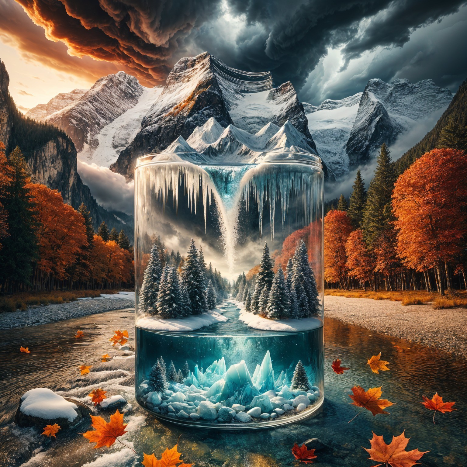 Miniature Winter Landscape in a Glass Jar