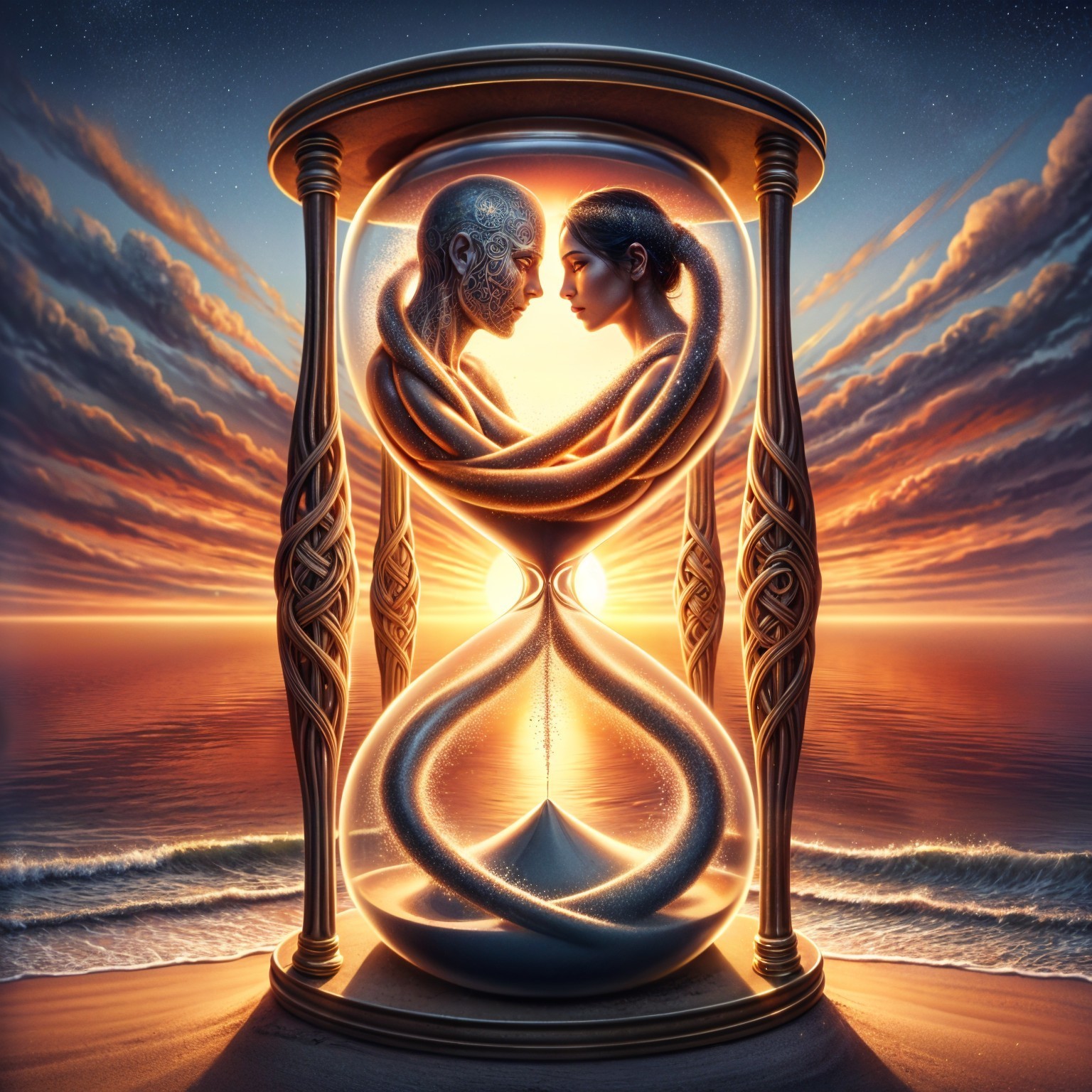 Hourglass Art Depicting Love and Time's Passage