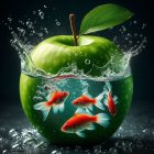 Surreal Green Apple Ecosystem with Vibrant Details