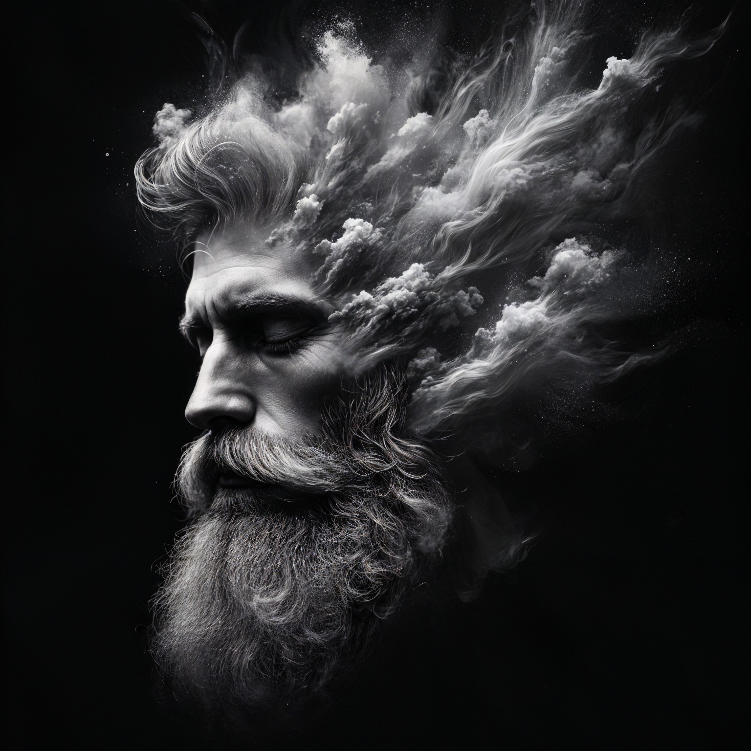 Portrait of a Man with Beard in Cloudy Background