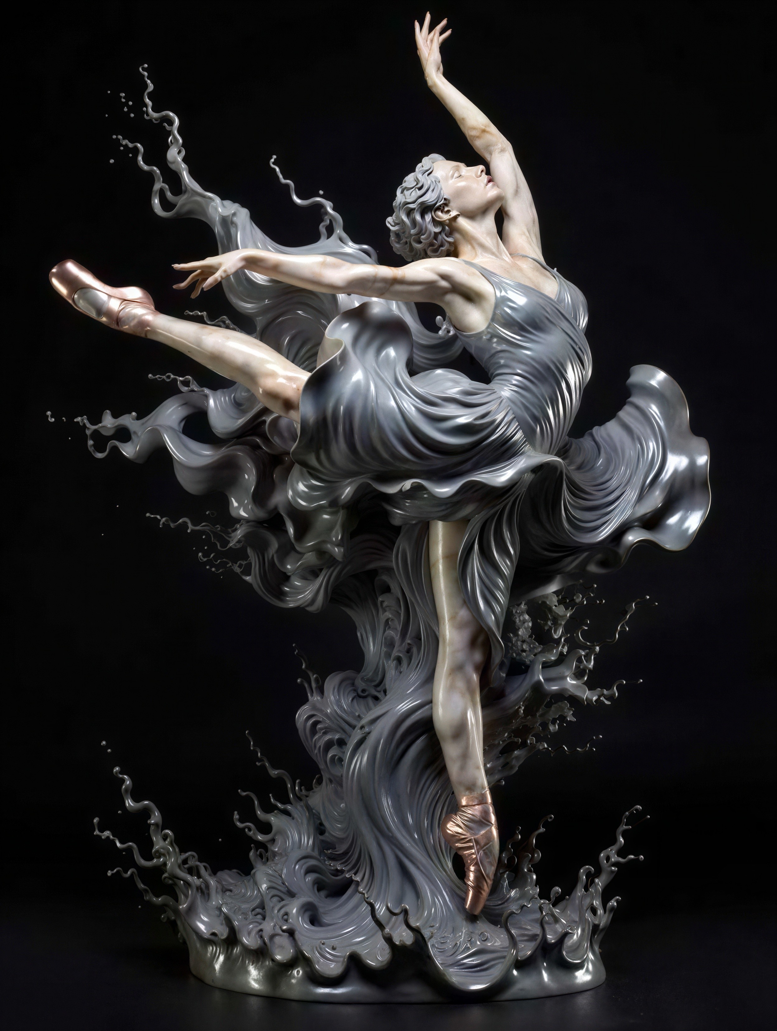 Realistic Statue of a Ballerina in Dynamic Pose