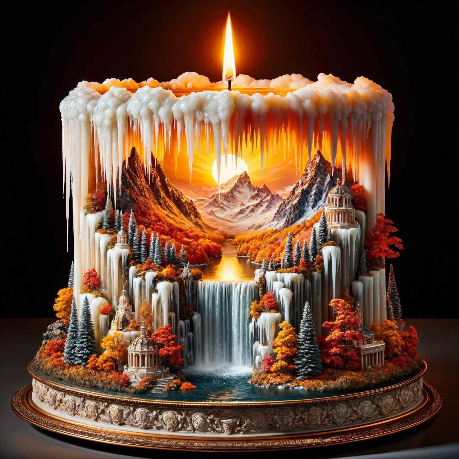 Artistic Candle Shaped Like a Mountainous Landscape