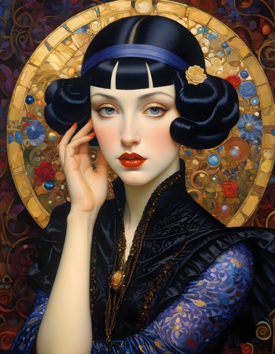 Young Woman with Porcelain Skin and Floral Background
