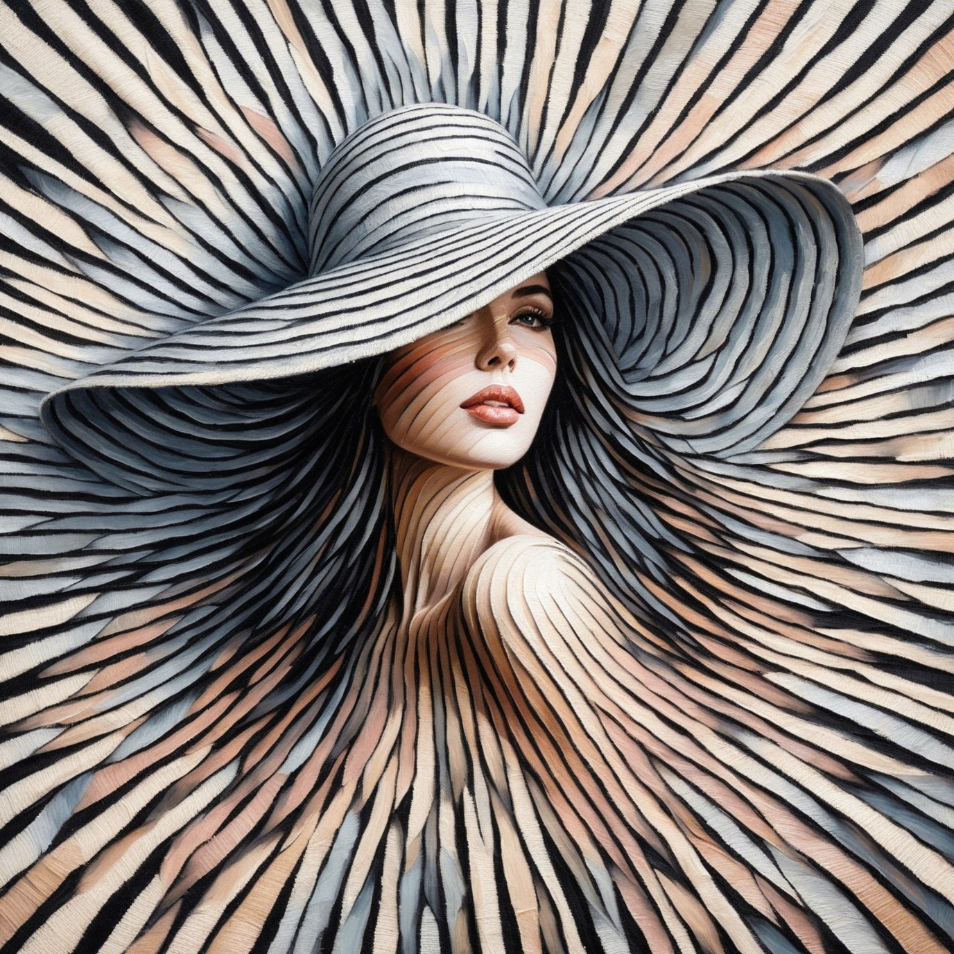 Stylized portrait of a woman with an elegant hat