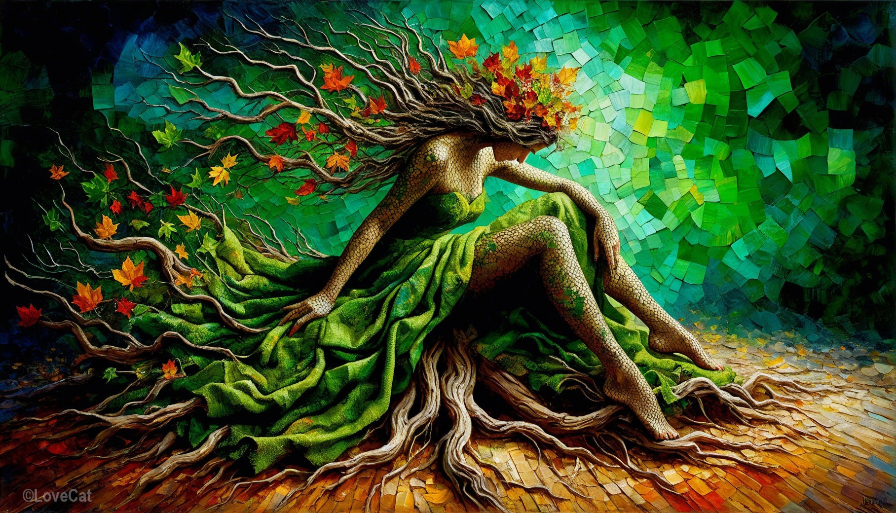 Curvy Earth Goddess with Nature-Inspired Features