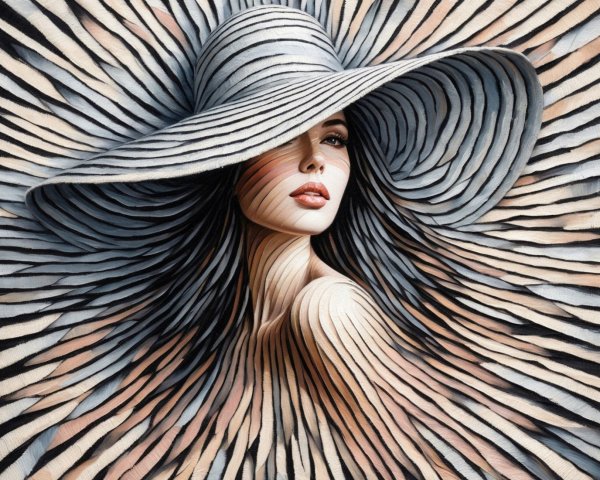 Stylized portrait of a woman with an elegant hat
