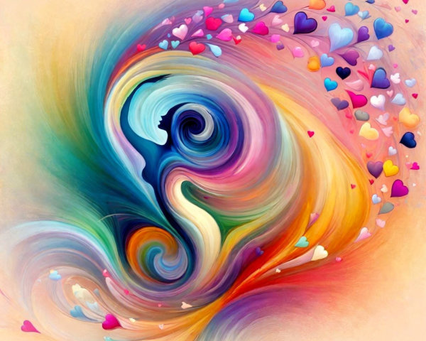 Vibrant Abstract Art Depicting Love and Connection