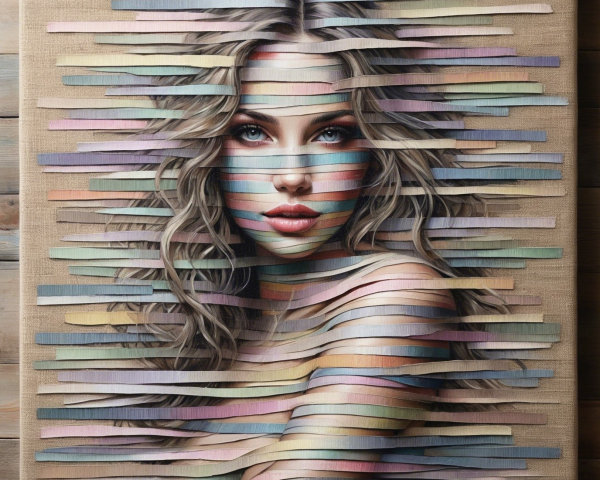 Colorful Female Portrait with Flowing Hair and Depth