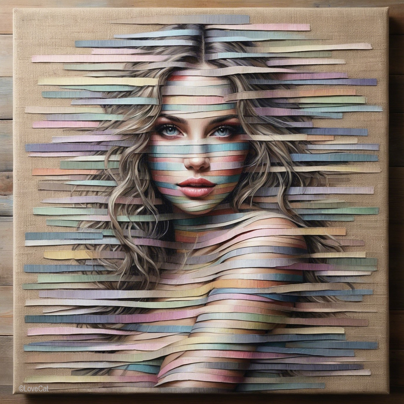 Colorful Female Portrait with Flowing Hair and Depth