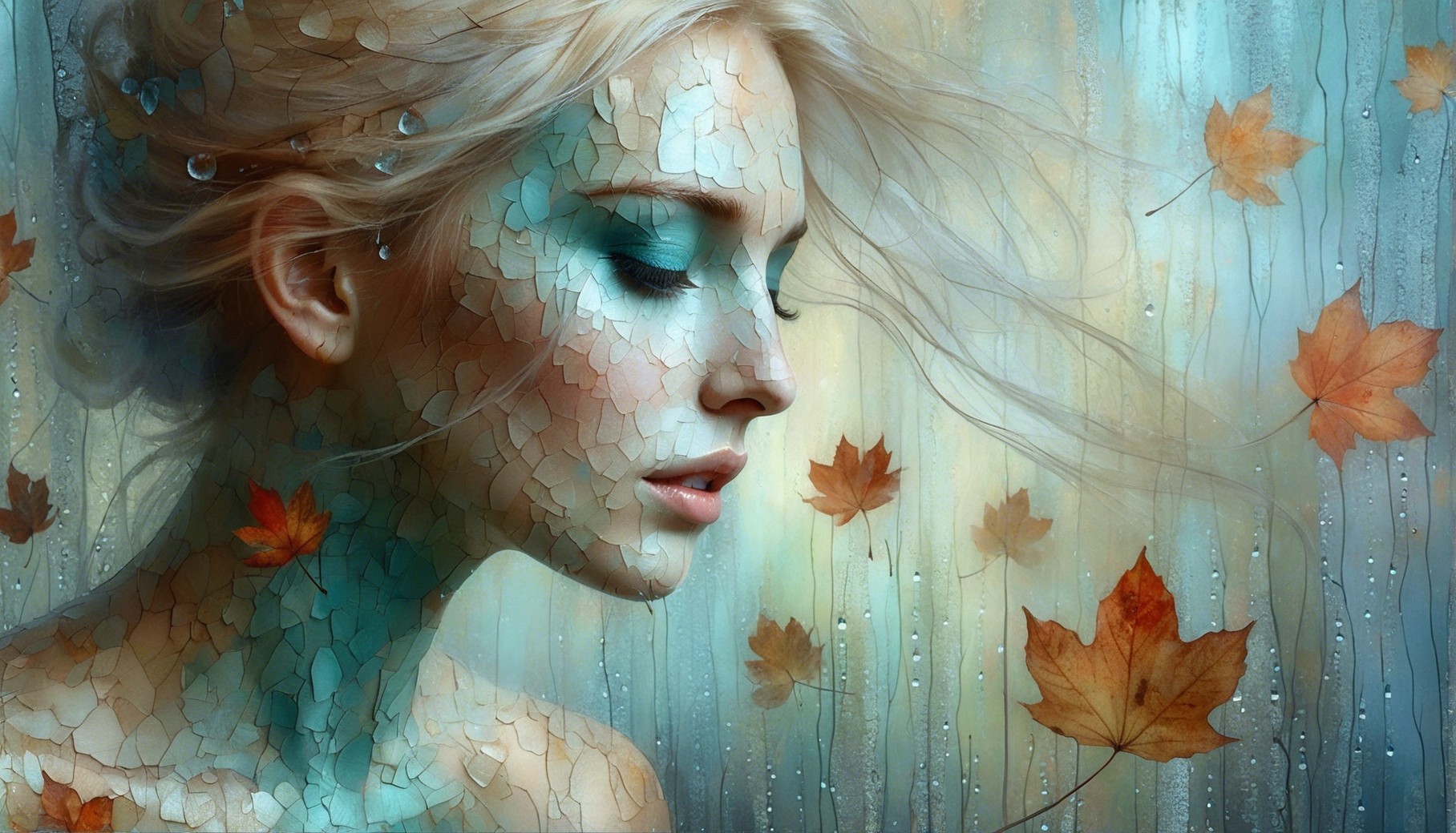 Delicate Woman's Profile with Nature-Inspired Elements