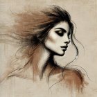 Graceful Female Profile in Soft Earthy Tones