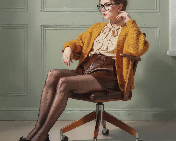 Young Woman in Thoughtful Pose with Stylish Attire