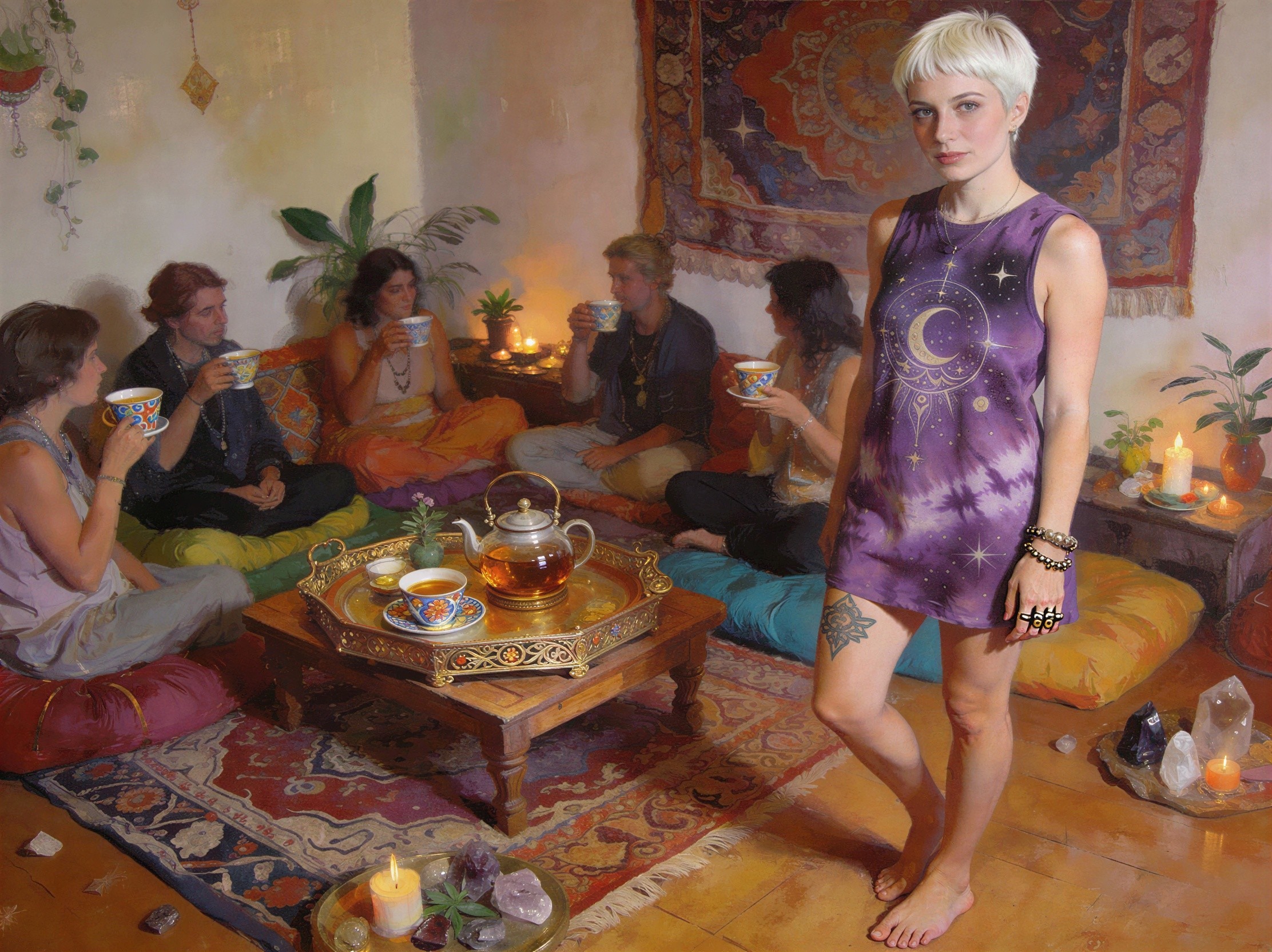 Group of Young Adults in Bohemian Living Space