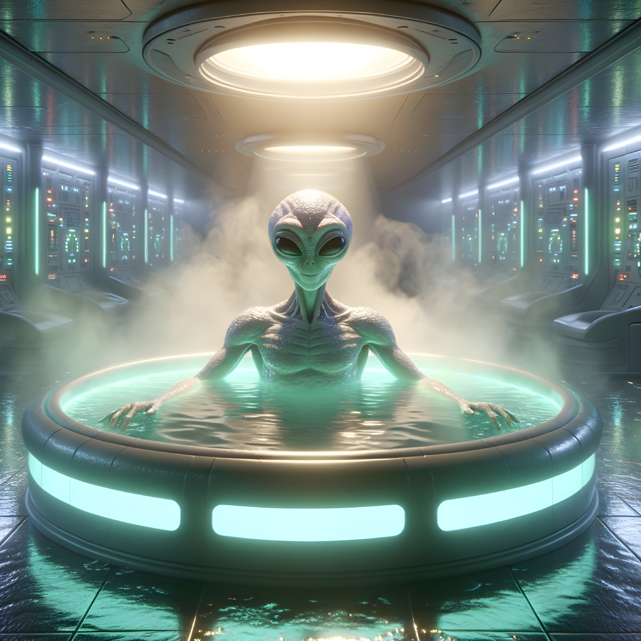 Alien in hot tub