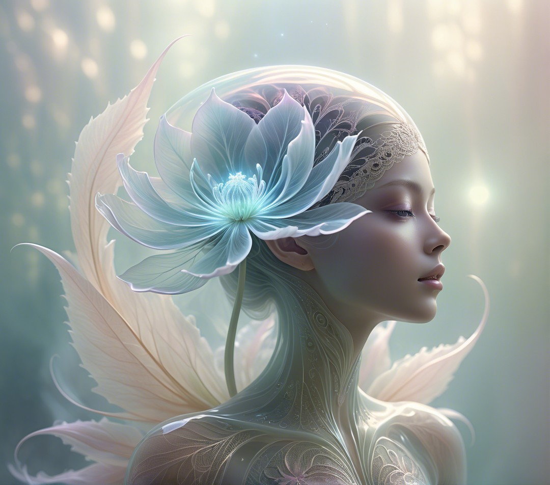 Ethereal Figure with Nature-Inspired Features