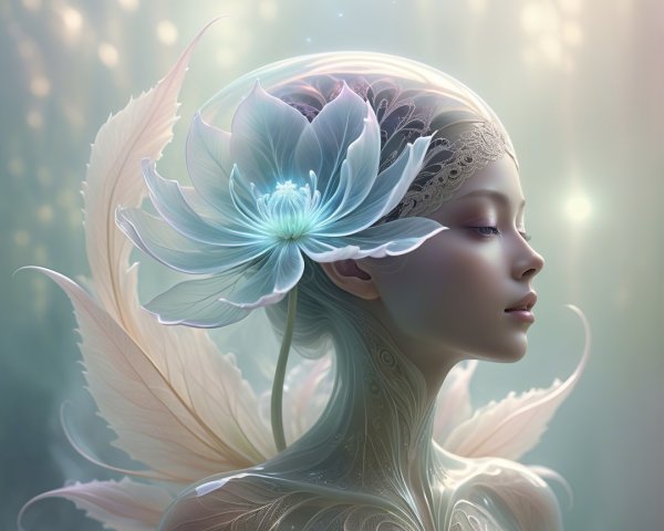 Ethereal Figure with Nature-Inspired Features