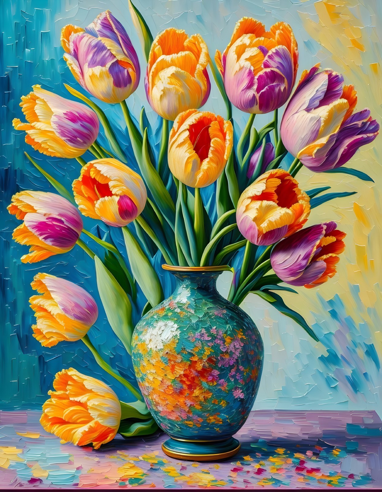 Tulips- A Vibrant Floral Oil Painting