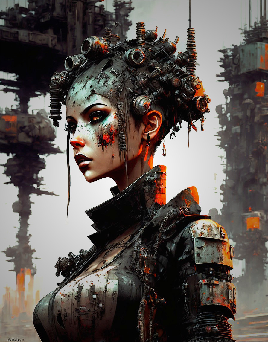 Cybernetic Woman in Post-Apocalyptic Dystopia