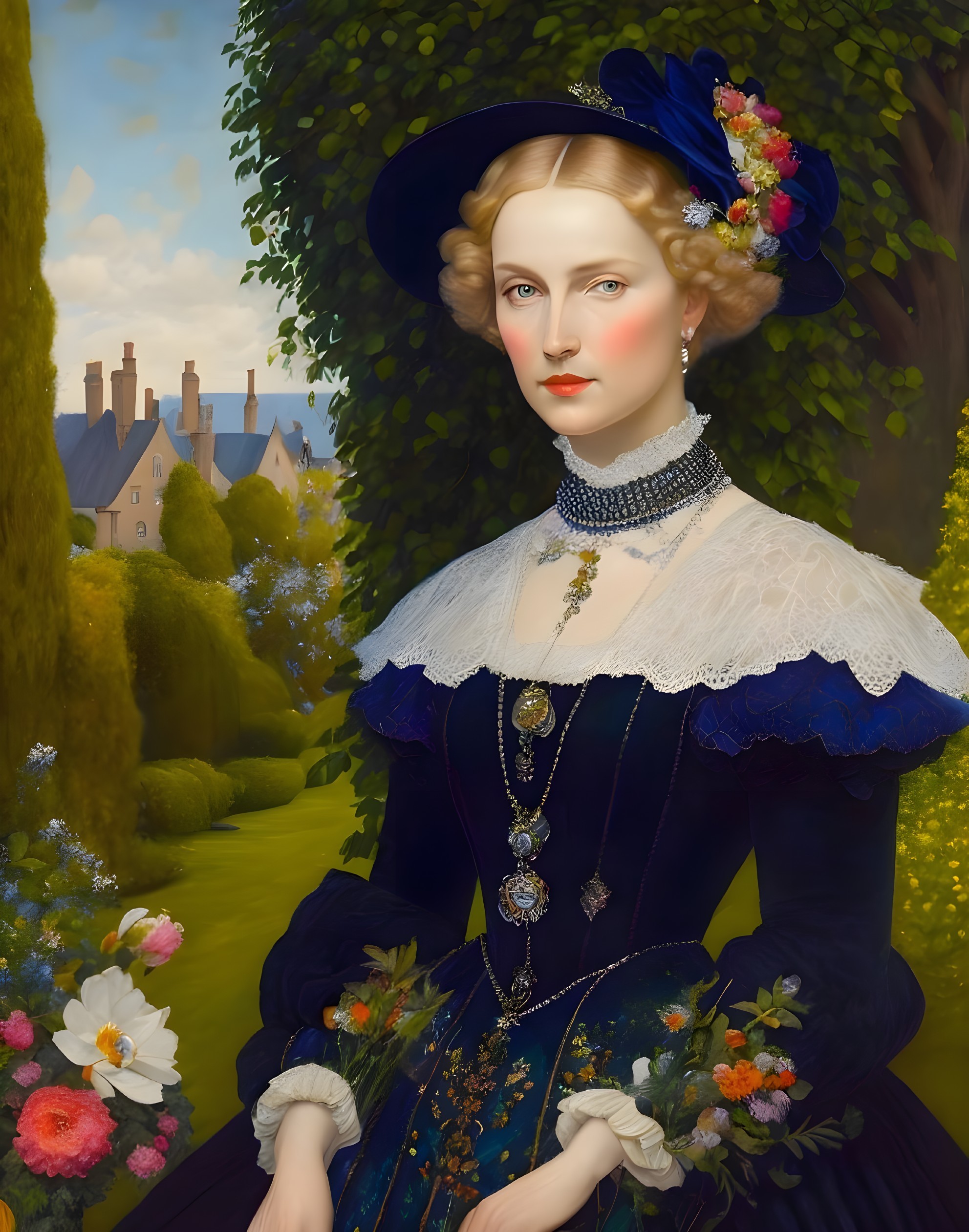 Vintage Elegance in a Garden Portrait Setting