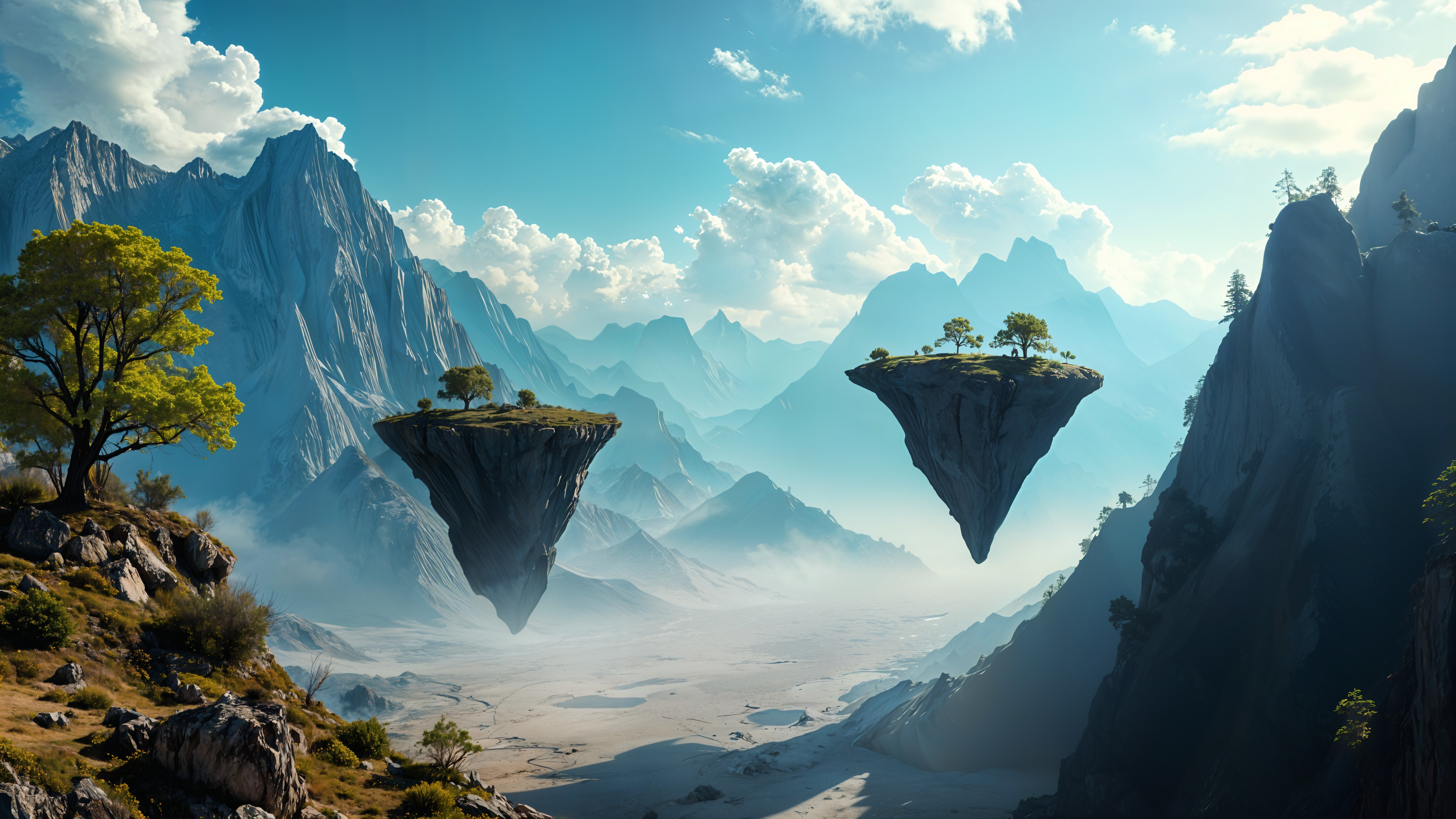 Breathtaking Landscape of Mountains and Floating Islands