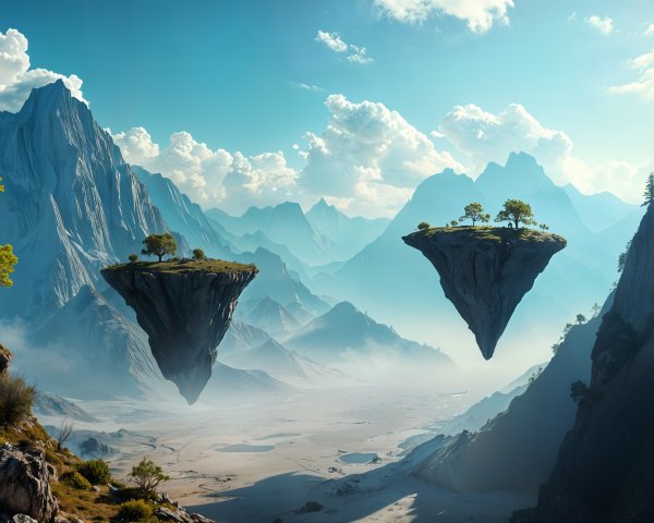 Breathtaking Landscape of Mountains and Floating Islands