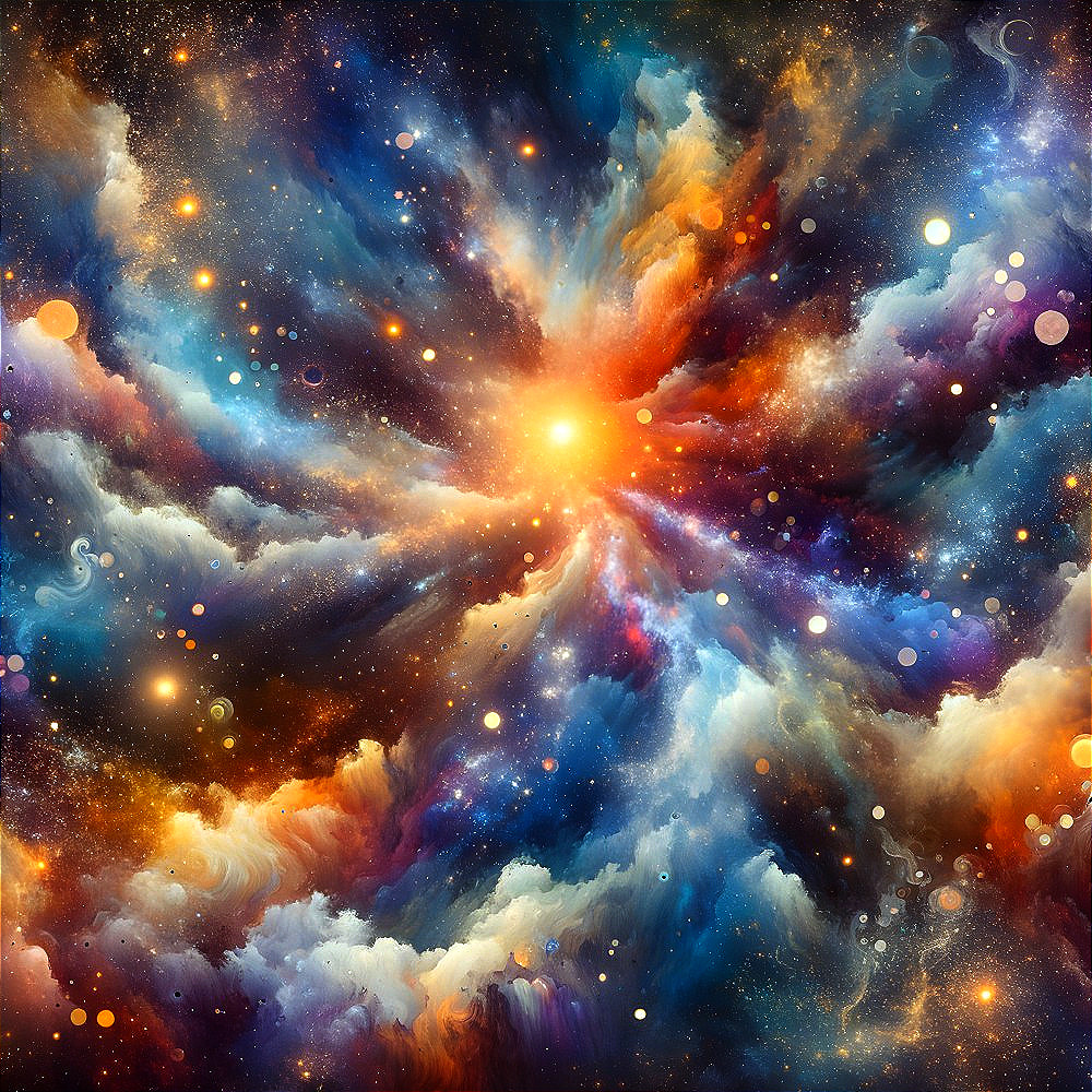 Vibrant Cosmic Scene with Nebula and Celestial Bodies
