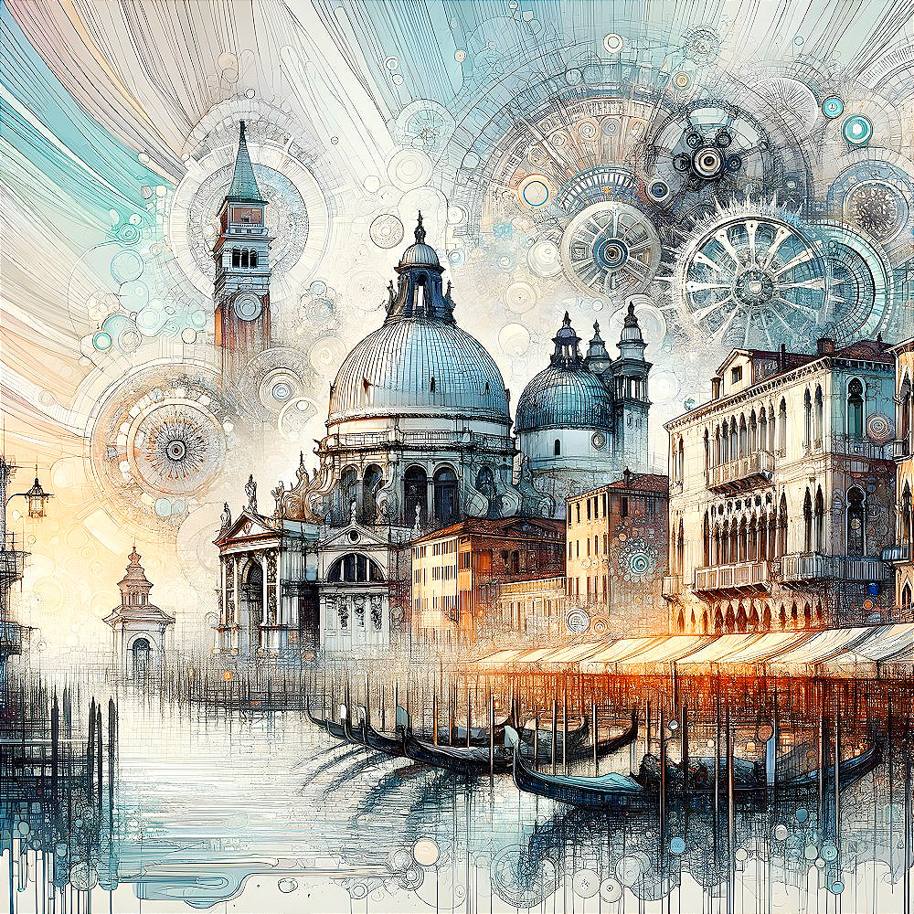 Venice with Classical and Futuristic Architectural Elements