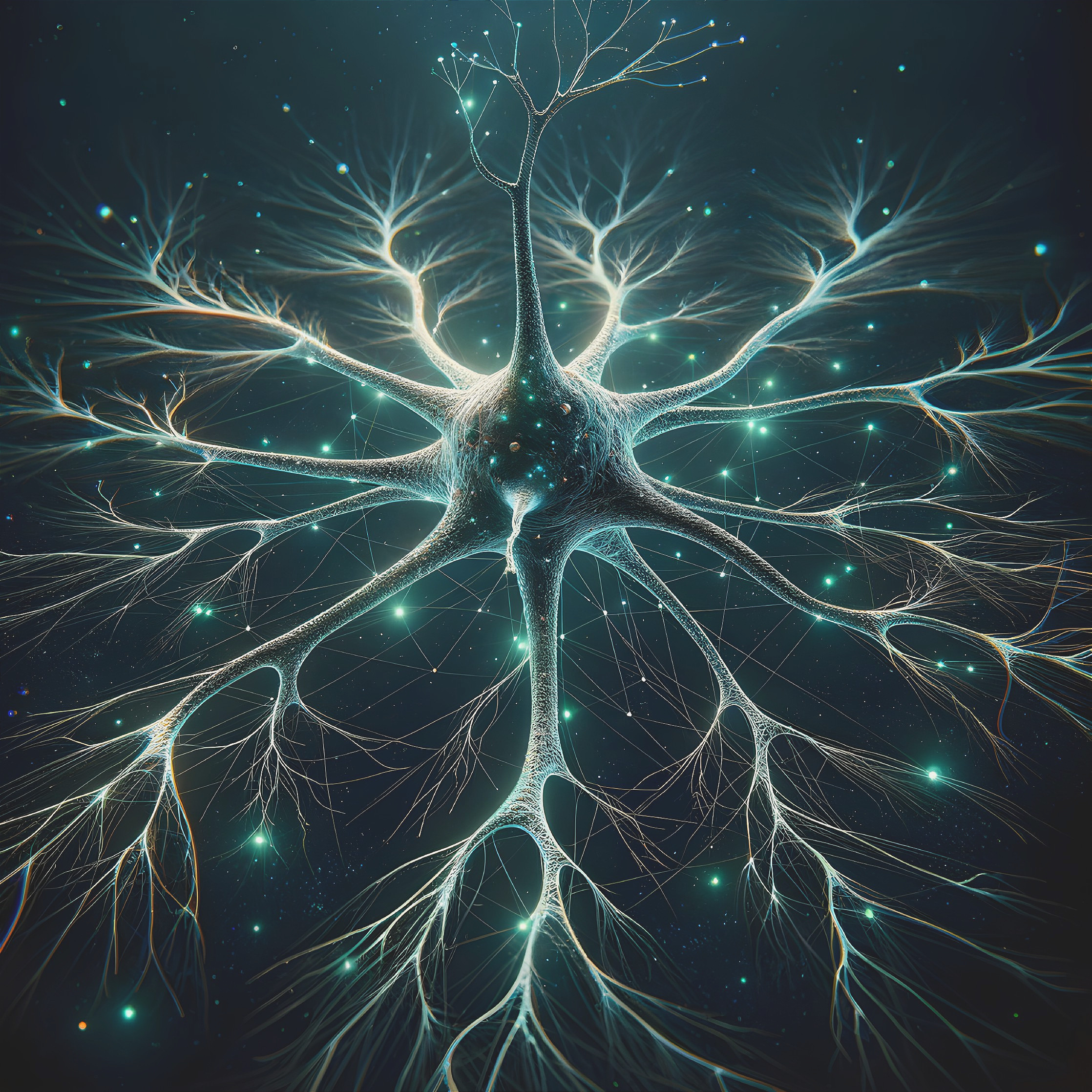 Detailed Representation of a Glowing Neuron Structure