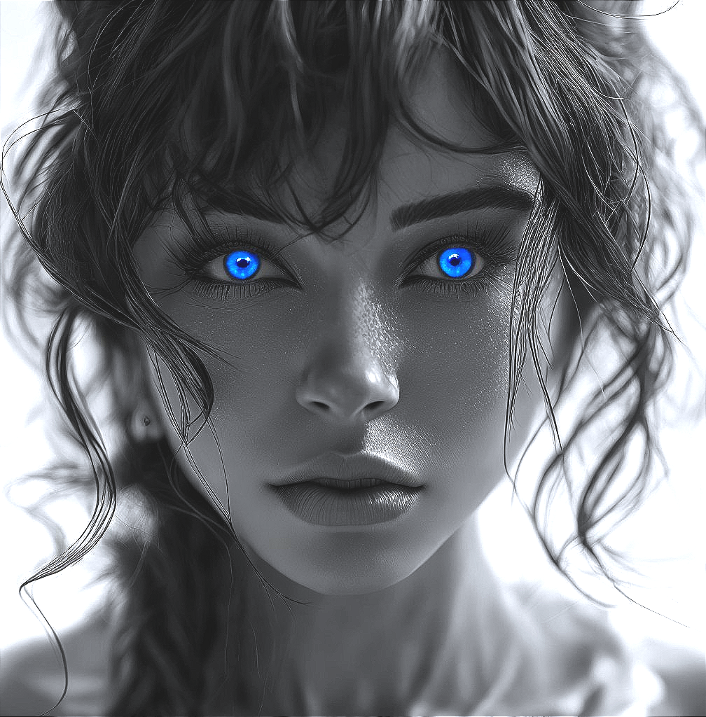 Blue-Eyed Beauty: Monochrome Portrait