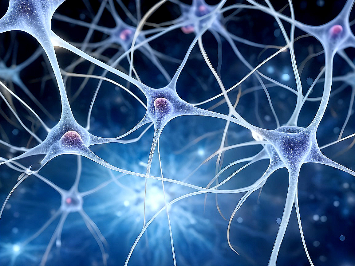 Close-Up of Interconnected Neurons in a Network