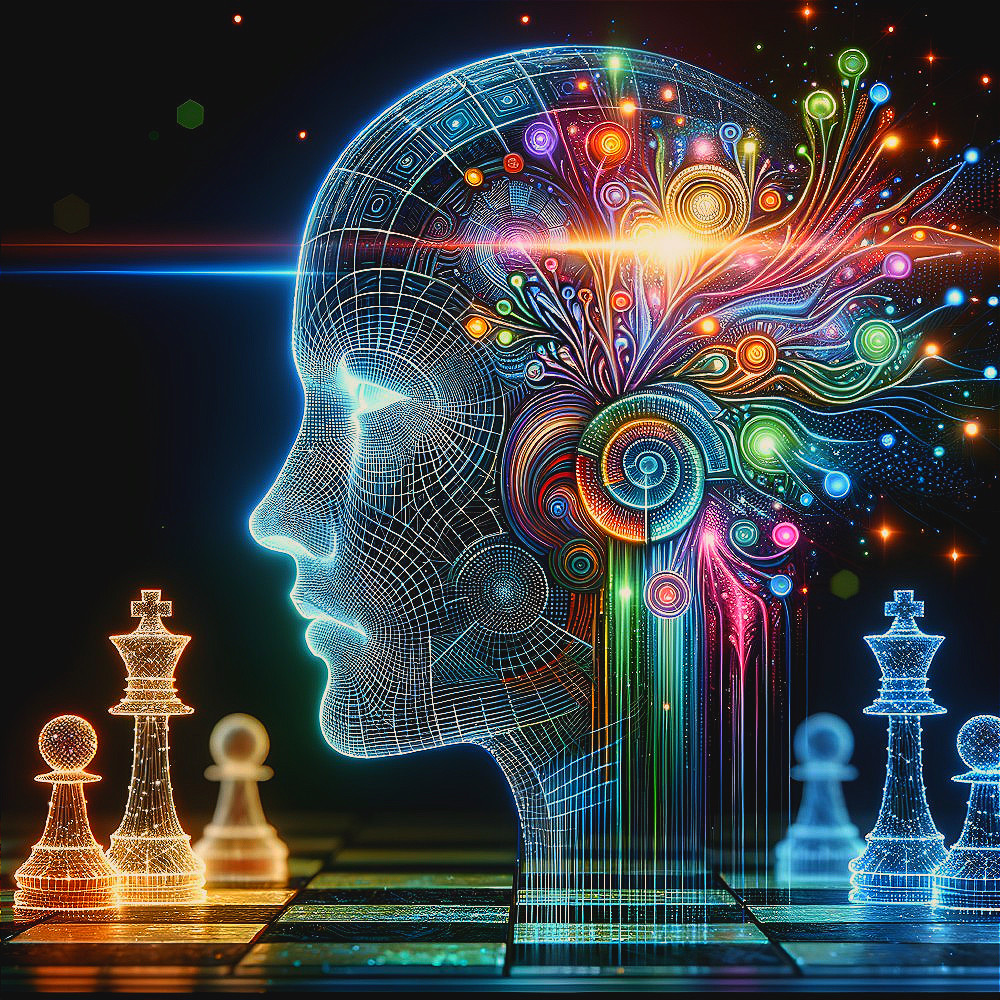 Digital Design of a Human Head with Chess Pieces