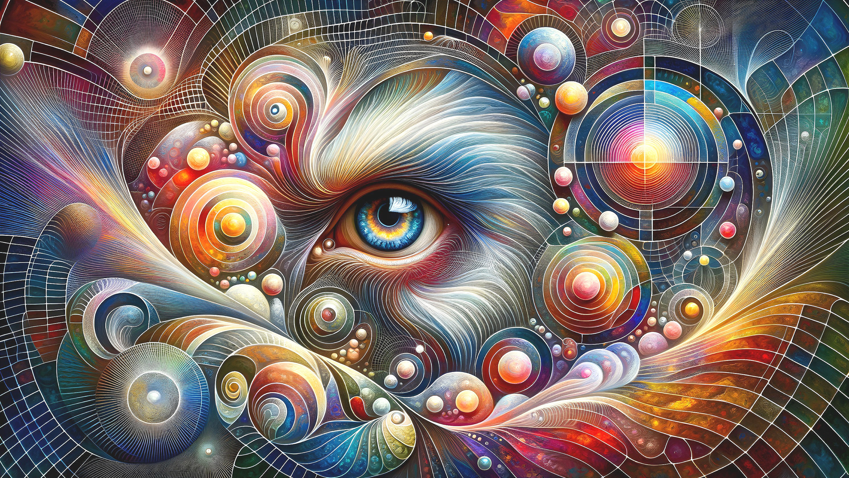 Vibrant Colors and Patterns Featuring a Blue Eye