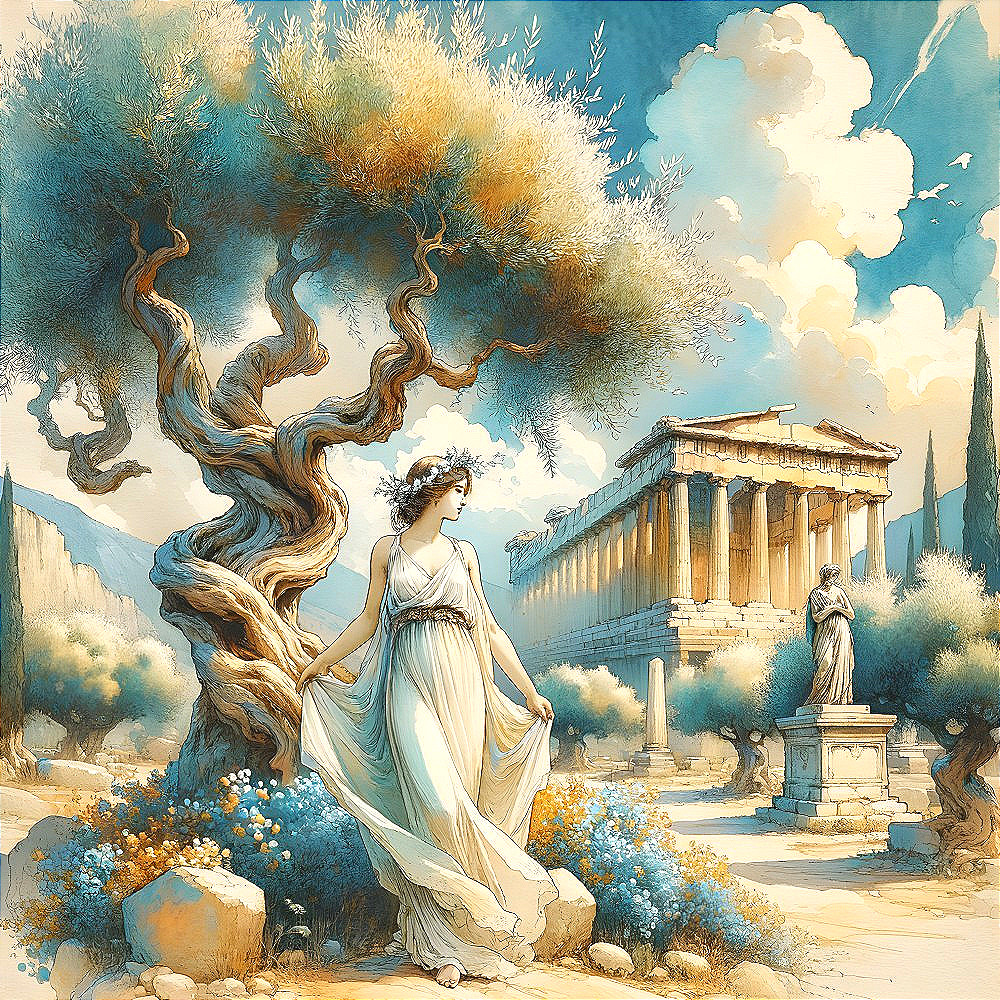 Woman in White Dress Walking Through Olive Grove