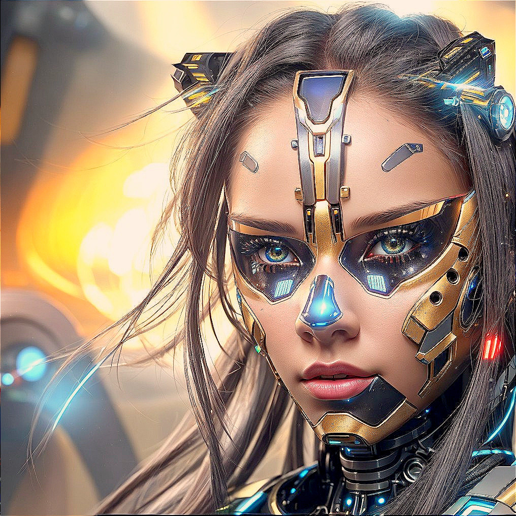 Futuristic Female Figure with Cybernetic Enhancements