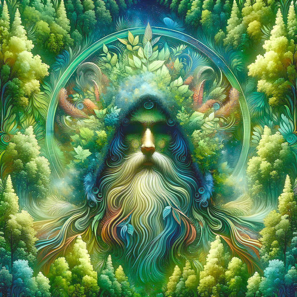 Mystical Figure Embodying Nature in Lush Forest